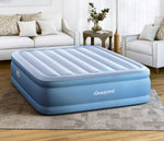 Queen Size Beautyrest Sensa-Rest air mattress angle view in bright living room setting
