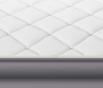 Close up of Beautyrest Silver Cushion Aire quilted cover and zipper