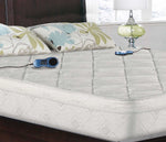 closeup image of Night Air 9" 2-chamber closeout bed with two wired hand controls in bedroom setting
