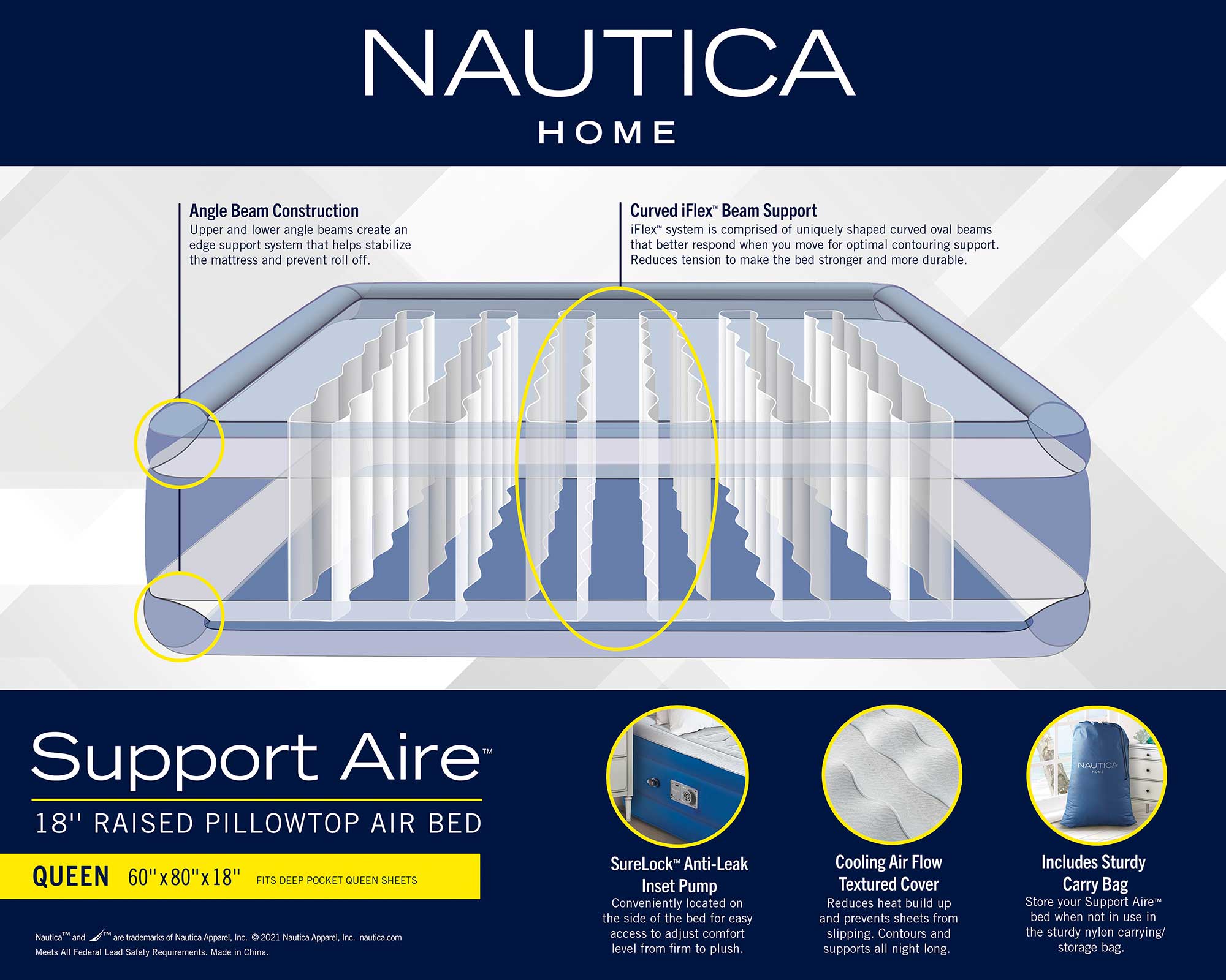 Nautica Home Cool Comfort™ Air Mattress – nightairbeds